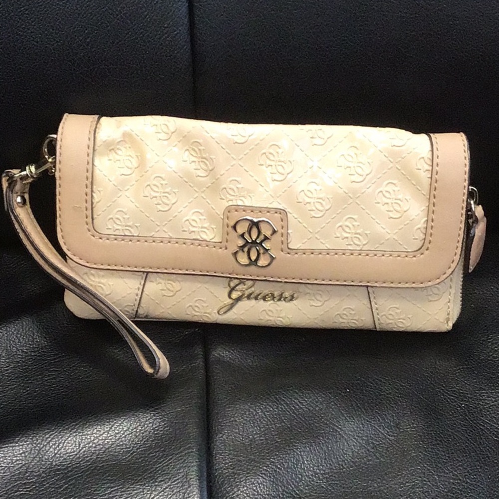 Guess Beige and Light Brown Wristlet Clutch